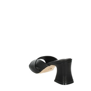 Pantofole nere Gd40 con cinturino alla caviglia 8cm tacco sottile da ufficio pump a punta aperta tacco sandali con strass soletta - Product Image 2
