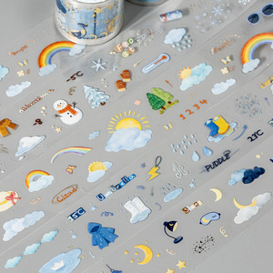 1 rouleau <span class=keywords><strong>de</strong></span> ruban adhésif décoratif en PET découpé à <span class=keywords><strong>la</strong></span> forme, sur <span class=keywords><strong>le</strong></span> thème des prévisions météorologiques, pour journalisation DIY - Product Image 2