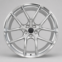 Nouvelle jante en alliage d'aluminium forgé 10 branches en V chromée effet miroir à déport profond avec logo personnalisé 18-22 pouces