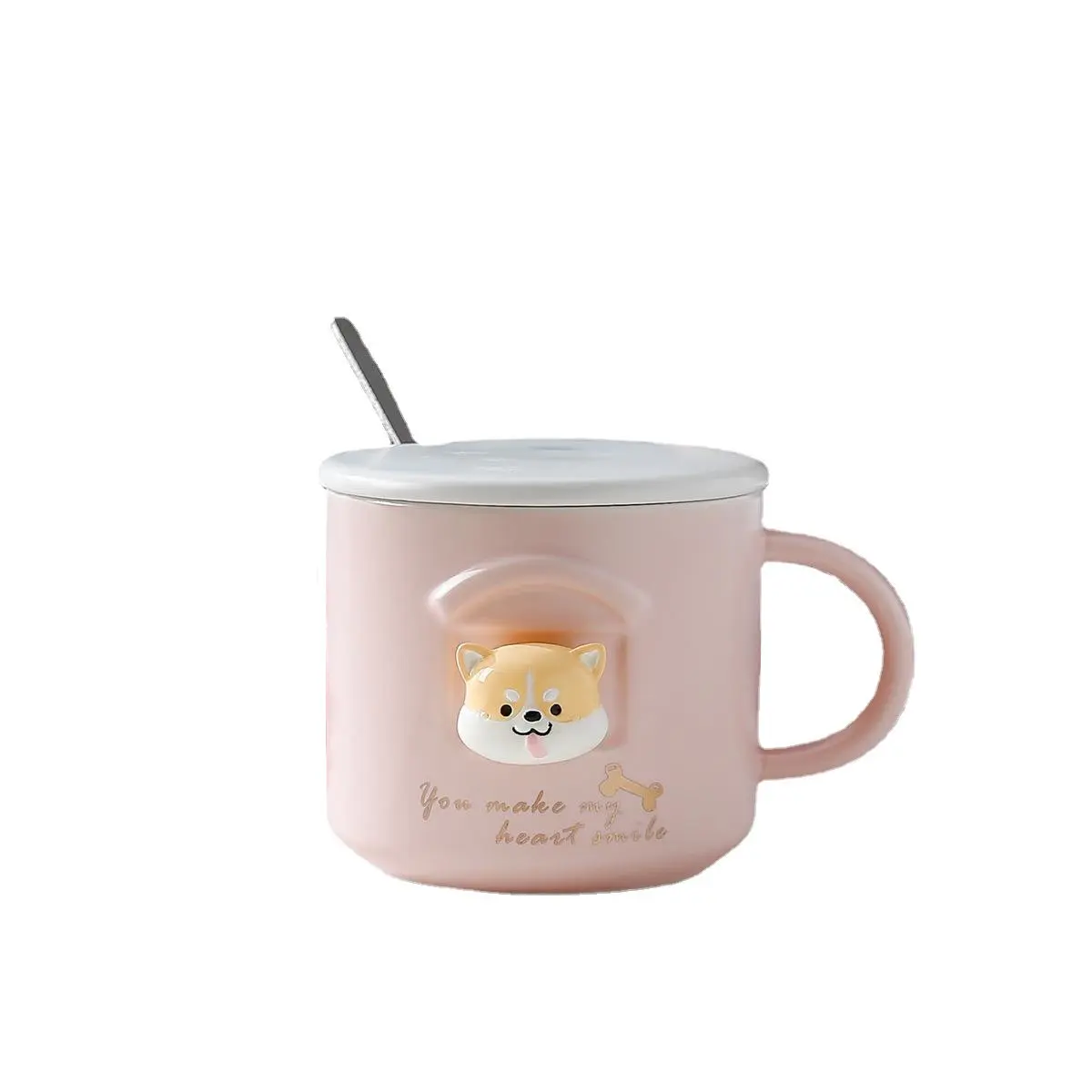 Cốc Chó Akita Dễ Thương Với Thìa Phim Hoạt Hình Cốc Cà Phê Kawaii Văn Phòng Nhà Gốm Cốc Nước 300Ml Đồ Uống Cho Chó Những Người Yêu Thích Quà Tặng Sáng Tạo