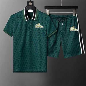 Completo da uomo di lusso con pantaloncini <span class=keywords><strong>polo</strong></span>, in stile casual intrecciato, con motivo a tinta unita, in fibra di bambù, con strass, <span class=keywords><strong>tuta</strong></span> sportiva ricamata con animali, stile europeo - Product Image 3