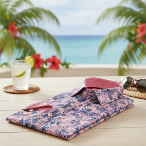 Chemise décontractée pour homme Pink Hawaii avec fermeture boutonnée dissimulée 100% coton - Product Image 3
