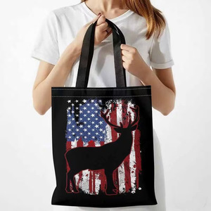 American <strong>Flag</strong> Bald Eagle Canvas Bag Patriotic USA Shoulder Bag Reusable Grocery Shopping Bag for 4th of July Independence Day - Product Image 2