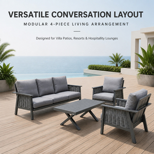 Juego de Muebles de Jardín Osmen Kos de Aluminio de 4 Piezas con Sillones y Mesa de Centro, Resistente al Agua y a los Rayos UV, para Patio y Jardín, Os502329- - Product Image 5
