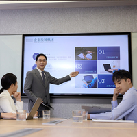 Tableau blanc interactif intelligent tout-en-un 65 pouces 4K UHD à double système d'exploitation, écran tactile capacitif, panneau plat numérique pour bureau