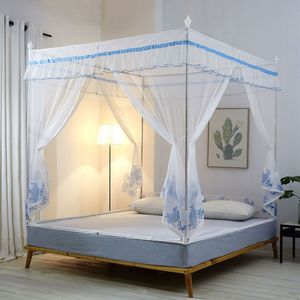 Nouvelle Installation Simple de lit Double Double couleur carré support supérieur tente fer <span class=keywords><strong>Art</strong></span> peinture carré moustiquaire peut être en gros - Product Image 2