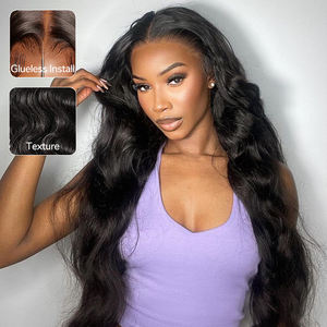 体波正面无胶高清蕾丝假发，角质层对齐原始印度生假发，未加工100% 正面蕾丝人发假发 - Product Image 1