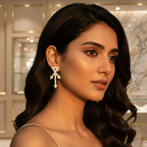 Boucles d'oreilles en argent 925 plaqué or avec zircon, ensemble de bijoux de luxe pour femmes - Product Image 3