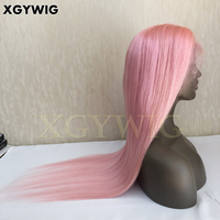 Rambut manusia Brasil Virgin 100% grosir stok tersedia 10 "-30" rambut manusia pra-pencabutan Wig depan renda merah muda warna terpisah