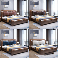 Lit en noyer de style chinois pour chambre à coucher, 1,8 m, 1,5 m, lit double, moderne, simple, en bois massif, meubles en gros