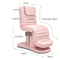 Lit de massage électrique à 3 moteurs réglable, fauteuil de soin esthétique pour spa, chaise de traitement facial, lit cosmétique inclinable et rotatif
