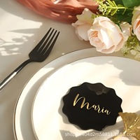 Marque-places en acrylique miroir à bords ondulés dorés, lot de 20, inscriptibles à la main, étiquettes nominatives DIY pour la décoration de tables de mariage et de fête