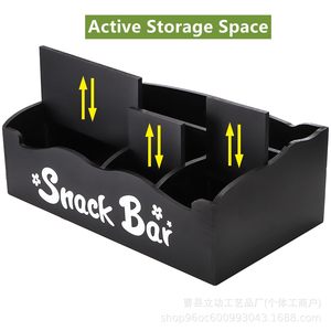 Snack Bar Storage <b>Box</b> With Compartments For Coffee <b>Tea</b> Cups Office Organizer Rectangle Standing Type Black - Product Image 5
