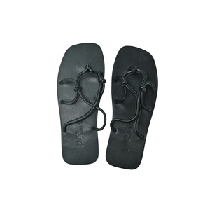 Sandalias de Playa de Verano Hechas a Mano con Cuero Vacuno Genuino, Correa Tejida con Nudos, Suela Delgada, Unisex, Color Negro - Product Image 1