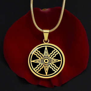Collier Étoile de Shamash en Acier Inoxydable Plaqué Or 18K, Pendentif Dieu du Soleil Akkadien, Bijou Sumérien Étanche - Product Image 5