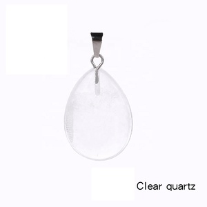 Collier pendentif en pierre de guérison naturelle, pendentif en forme de goutte d'eau, multicolore, en cristal de Quartz naturel, boucle en <span class=keywords><strong>acier</strong></span> inoxydable - Product Image 3