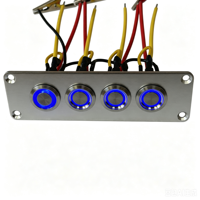 Panneau de commande à boutons-poussoirs 4/6/8 voies en aluminium antioxydant, pré-câblé avec indicateur LED, étanche IP65 pour applications marines et automobiles