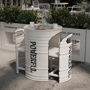 Mesa y Sillas de Estilo Industrial para Cafeterías, Salón de Té y Áreas de Descanso, Diseño Creativo con Forma de Barril de Petróleo - Product Image 4