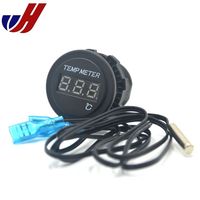 Termometer Digital Otomotif LED 12V Pengukur Suhu Bulat untuk Kendaraan dan Kapal