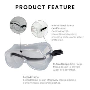 ANSI Z87.4 PVC Temple Material UV387 safety dust goggles - Product Image 3