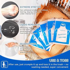 Tabliers jetables pour adultes, 23,6 x 37,4 pouces, tabliers en plastique imperméables, tabliers jetables en PE unisexes pour la cuisine, la peinture, le pique-nique - Product Image 4