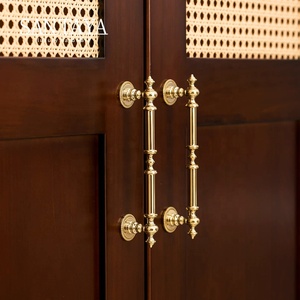 Santaya Solid PVD Gold Brass Handles Kitchen Cabinet Pulls Bedroom Wardrobe Drawer <strong>Knobs</strong> Furniture Handle - Product Image 2