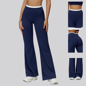 Pantalon <span class=keywords><strong>de</strong></span> yoga doux et élastique taille haute longueur intégrale, ajustable, léger, uni, en Spandex/Nylon, faible MOQ - Product Image 5