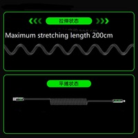 Kabel pengisi daya kepang Usb Tipe c, kabel pengisi daya 1m 2m dapat ditarik 4 in 1 Pd 65w 27w dengan indikator LED