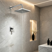 Ensemble de douche carré chromé 8 pouces haute pression avec mitigeur mural réglable et économiseur d'eau