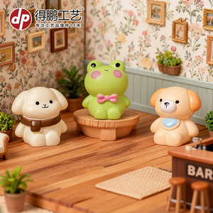 Figurines en résine de dessins animés Dp Mini, chiots et grenouilles mignons, décorations pour voiture et bureau - Product Image 4