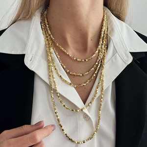 Collar de Moda con Cuentas Cuadradas de Diseño Nuevo, Collar de Varias Capas con Cuentas CCB, Chapado en Oro de 18K, Conjunto de Collares de Joyería con Cadena de Eslabones para Mujer - Product Image 4