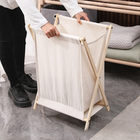 Panier à linge pliable rectangulaire en bois, écologique, en tissu japonais et nordique, panier à vêtements pliable, organisateur de rangement pour salle de bain