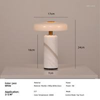Lampe de table LED en marbre moderne et flexible à commande tactile, fonctionnant sur batterie, pour salon