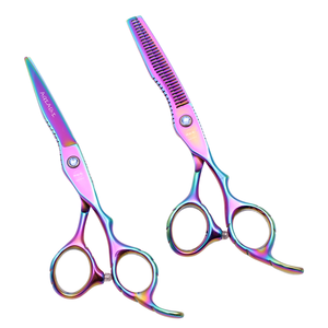 Kit de ciseaux de coiffure professionnels en acier inoxydable revêtu de titane, lame droite, pointe affûtée, vis réglable, pour la beauté - Product Image 1
