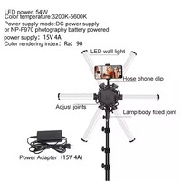 Lampu Sorot Luar Ruangan 26-Inci Terlaris, Enam-LED dengan Layar Digital, Lampu Kerja LED Isi Ulang Dua-Unit untuk Siaran Langsung, Bahan ABS+Aluminium Alloy
