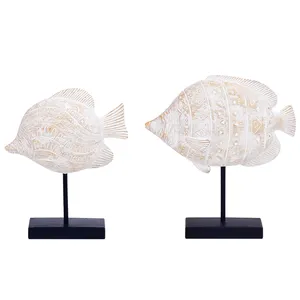 Redeco New Arrival Marine Style Fish Sculpture Resin Animal Ornament Resin Crafts For Home Decoration