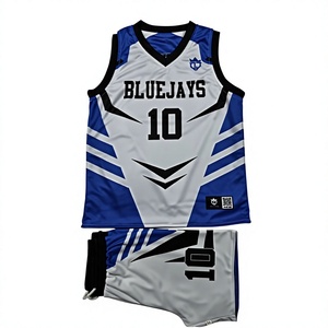 Bluejays Basketball-Trikot-Set Sublimiertes V-Ausschnitt Ärmelloses Unisex-Uniform 100% Polyester Feuchtigkeitsableitend Athletische Passform Elastisch - Product Image 1