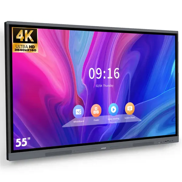 กระดานไวท์บอร์ดแบบโต้ตอบหน้าจอสัมผัส4K LCD สำหรับการศึกษาโทรทัศน์สำนักงาน/โรงเรียน/ห้องเรียนกระดานไวท์บอร์ดดิจิตอลแบบโต้ตอบ