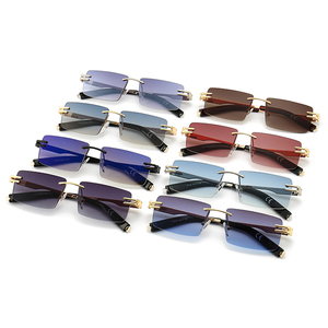 レトロな長方形のサングラスリムレス男性ゴールドメタル女性スクエアサングラス男性フレームなし2022uv400売れ筋 - Product Image 2