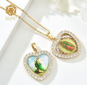 Elfic 14K emas kuningan logam hijau agama St. Judas liontin Chapado En Oro Joya San Judas tindy - Product Image 5