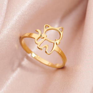 Anillos de Acero Inoxidable con Diseño de Animales de Dibujos Animados, Lindos y Sencillos, para Chicas, Anillo de Gato Dulce y Hueco para Mujer, Venta al por Mayor de Joyería - Product Image 4