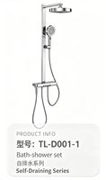Système de colonne de douche chromée moderne avec commande à boutons piano, pommeau de douche pluie, douchette à main, mitigeur de bain, ensemble de douche pour projets hôteliers
