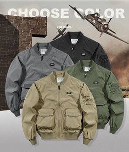 Sonbahar artı-boyutu spor üniforma rahat ceket rüzgarlık beyzbol parça bombacı erkekler tulum Pilot ceket pamuk fermuarlar standı - Product Image 6