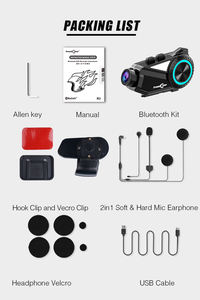 หมวกกันน็อค R3 2K แบตเตอรี่2000mAh ไร้สายบลูทูธหูฟังบันทึกวิดีโอพร้อมกล้องอินเตอร์คอมคอม - Product Image 5