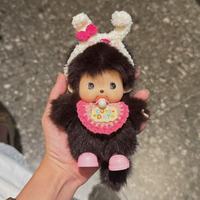 Porte-clés et breloque de sac personnalisés en peluche Monchhichi, en matière douce, motifs Abeille, Éléphant, Vêtements, Animal en peluche anti-stress