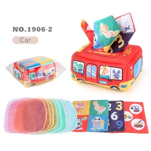 Vente en gros : Boîte à mouchoirs et mouchoirs en peluche pour bébé, avec impression alphabet animalier, et livre en tissu d'éveil éducatif - Product Image 6