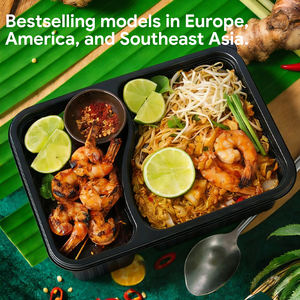 Boîte à lunch jetable à 2 compartiments, en plastique, pour la restauration rapide - Product Image 5