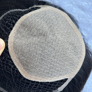 Prothèse capillaire intégrale noire en filet pour <span class=keywords><strong>femme</strong></span>, <span class=keywords><strong>cheveux</strong></span> Remy, 16 pouces, base en soie, <span class=keywords><strong>cheveux</strong></span> chinois - Product Image 2