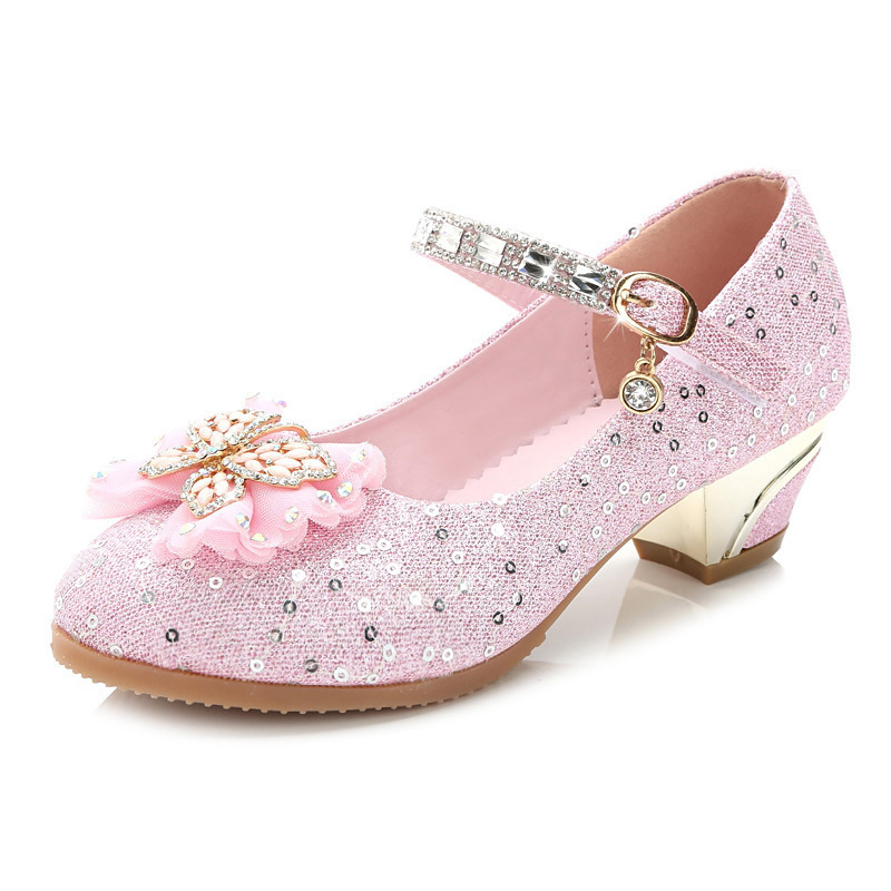 2021 Spring New Girls Fashion Single Leather Shoes Princess Shoes Sequins Children Performance Shoes