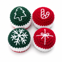 Ballon de jeu en crochet tricoté à la main, motif flocon de neige de Noël, arbre, cadeau, canne à sucre, pour fêtes de fin d'année, accessoire de jeu, cadeau, ballons à frapper